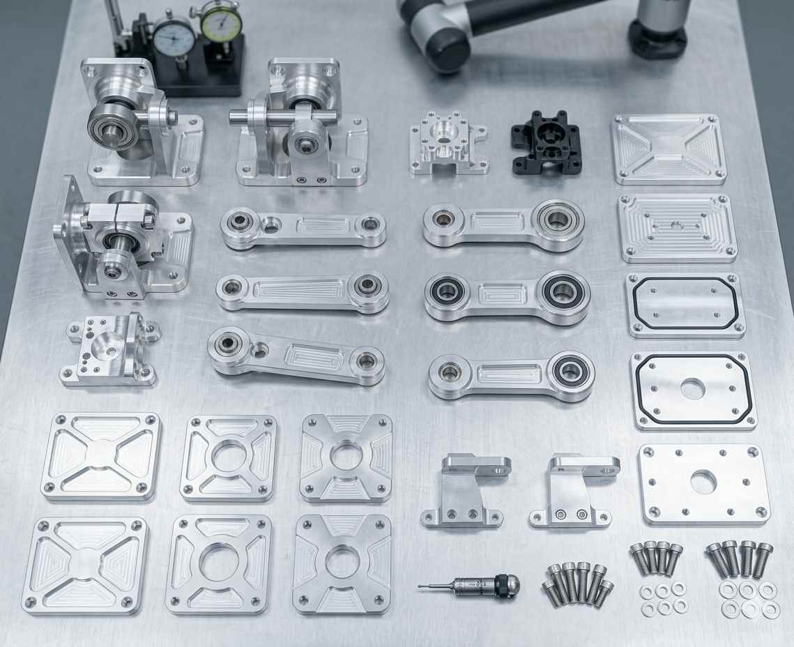 Various CNC machined parts used in robotic systems