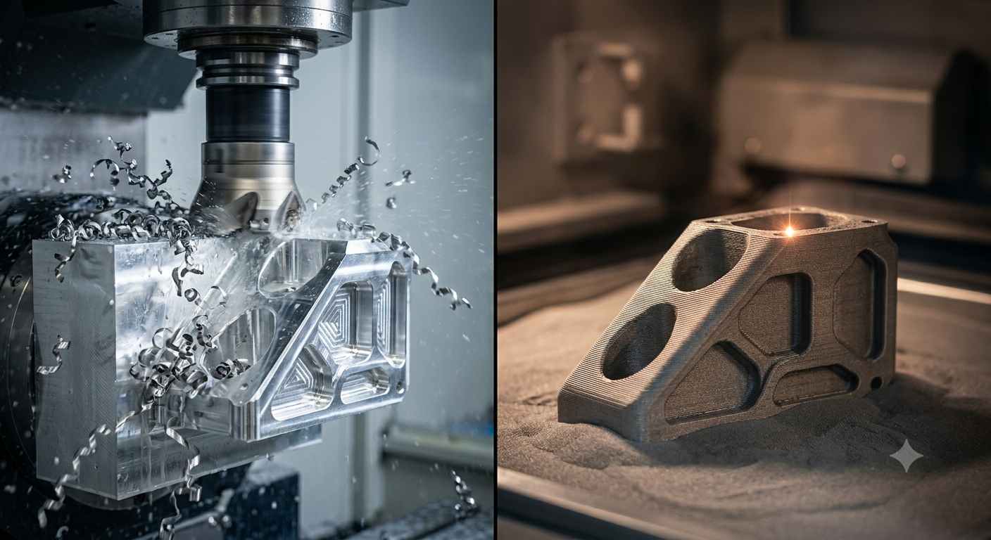 CNC machining and additive manufacturing