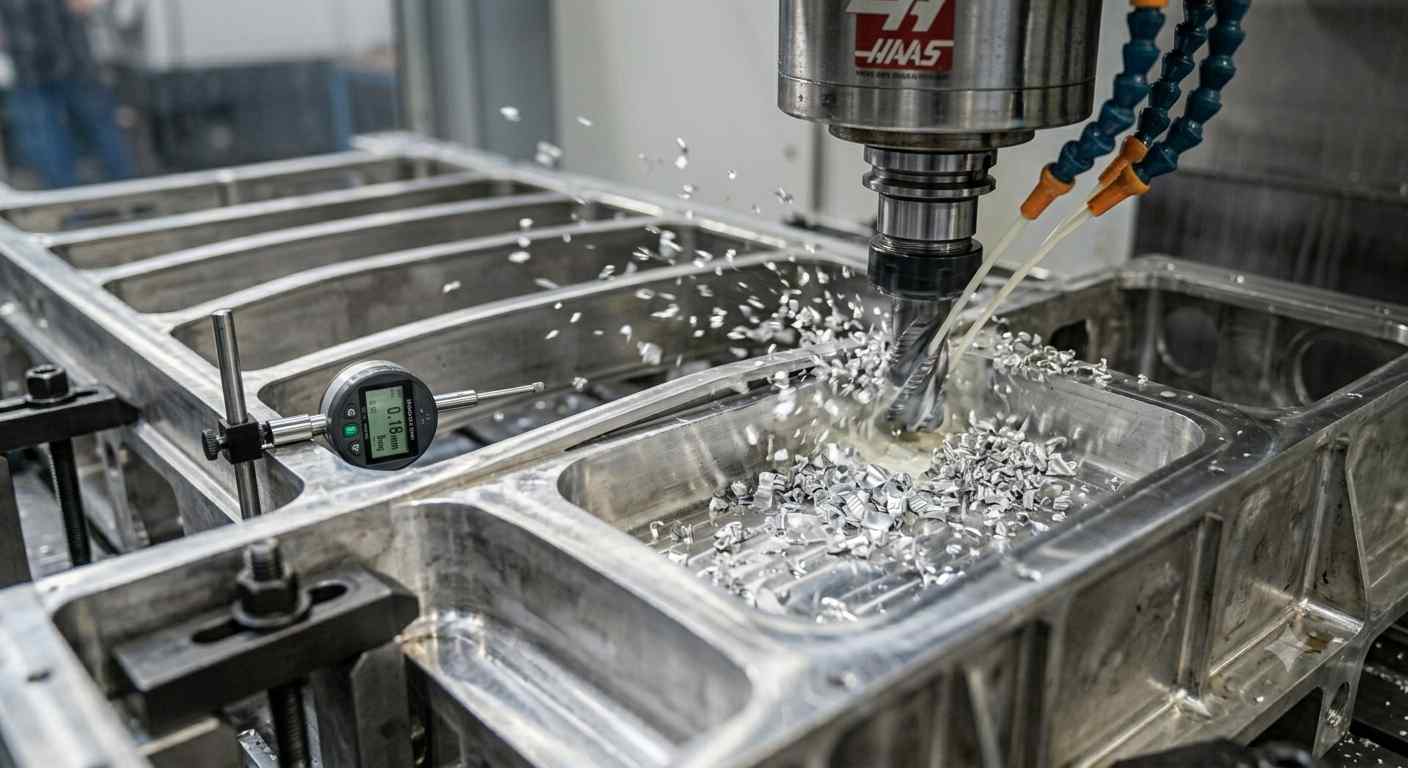 Large thin walled aluminum component being machined