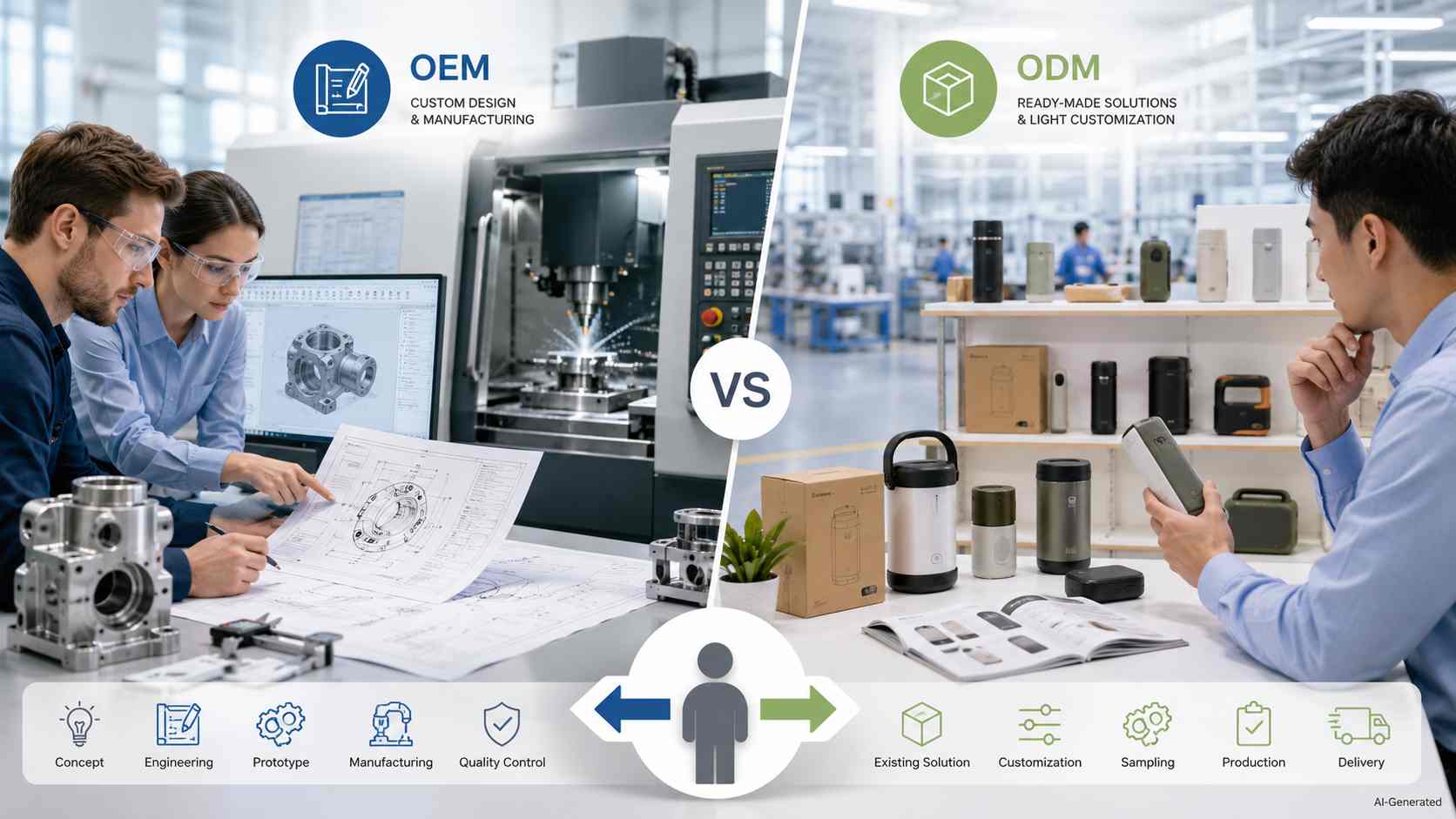 OEM vs ODM manufacturing comparison in factory