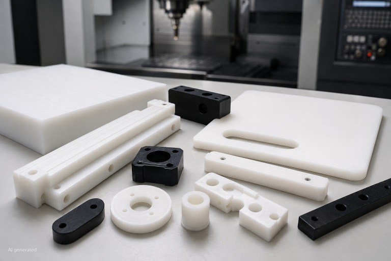 CNC machined HDPE plastic components