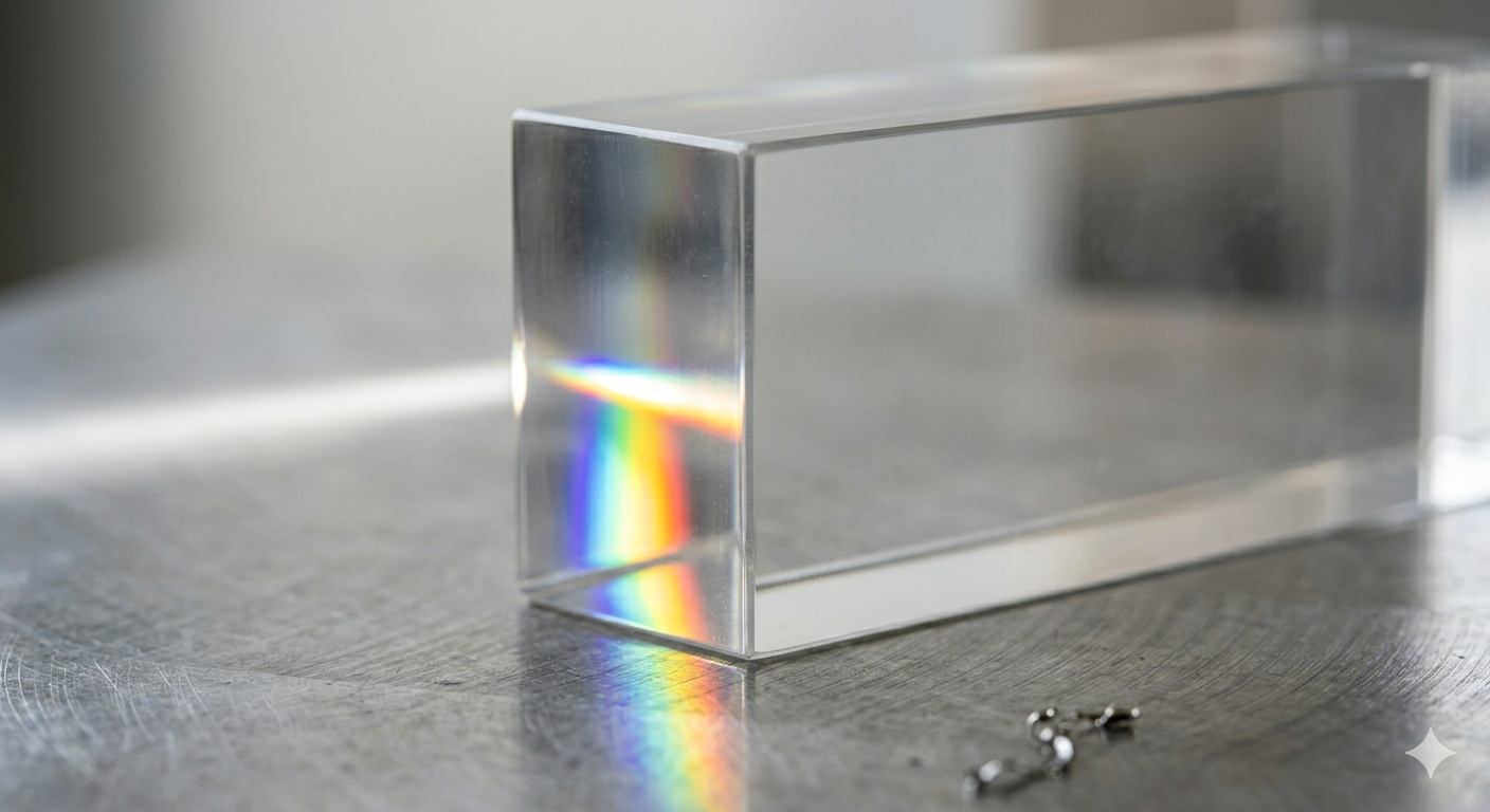 Close up of light refracting through the edge