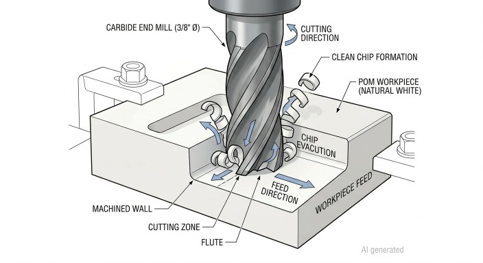 acetal (POM) being CNC machined