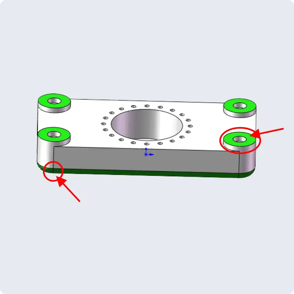 ineligible cnc part fillets on one side steps on reverse