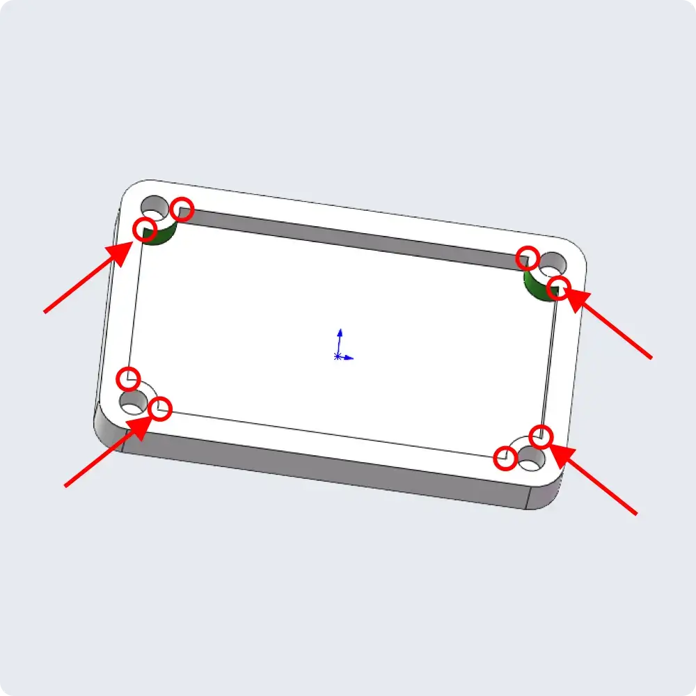 ineligible cnc part with sharp corners