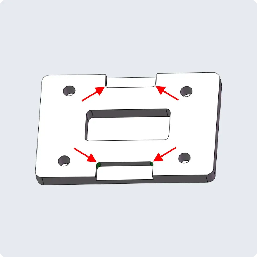 ineligible cnc part with under half mm fillets