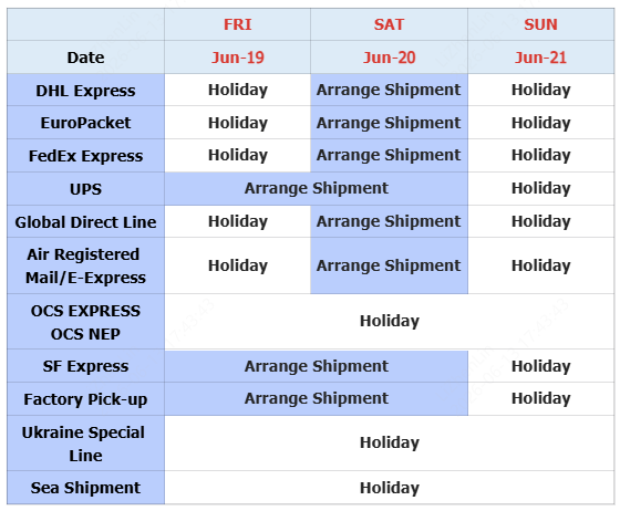 june holiday logistics companies schedule
